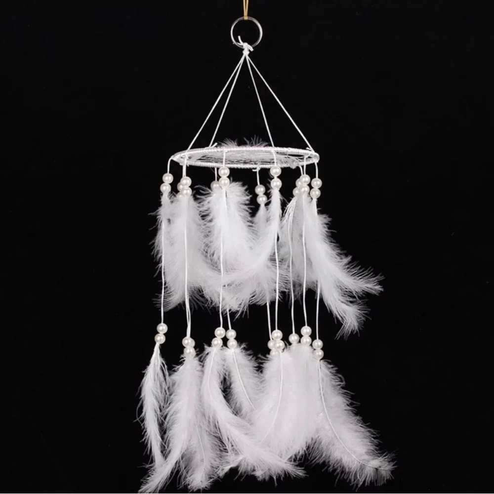 White Feather Hanging Mobile Wall Decor